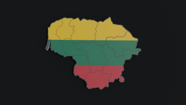 Political Map of Lithuania 3D Модель .c4d .max .obj .3ds .fbx .stl .blend 