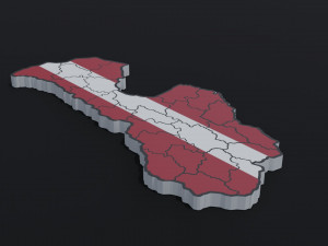 Political Map of Latvia Model 3D