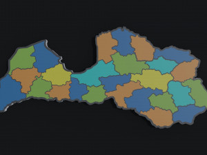 Political Map of Latvia Model 3D