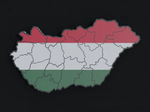 Mapa Pol&iacute;tico de Hungr&iacute;a Modelo 3D
