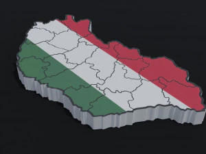Mapa Pol&iacute;tico de Hungr&iacute;a Modelo 3D