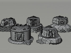 Cartoon Dieselpunk turrets Polygonal Style Modèle 3D