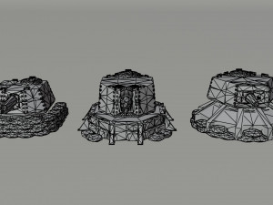 Cartoon Dieselpunk turrets Polygonal Style Modèle 3D