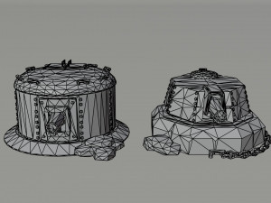 Cartoon Dieselpunk turrets Polygonal Style Modèle 3D