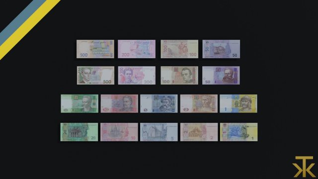 Ukraine money hryvnia in 3D Model 3D .c4d .max .obj .3ds .fbx .stl .blend 