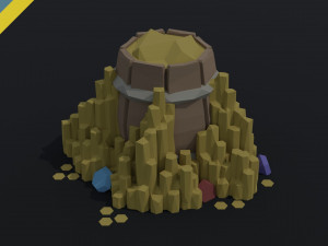 Cartoon treasures kit Polygonal Style 3D Model