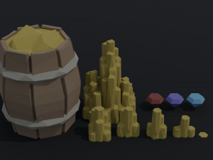 Cartoon treasures kit Polygonal Style 3D Model