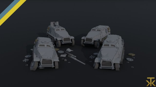 Cartoon Dieselpunk armored cars Polygonal Style 3D Model .c4d .max .obj .3ds .fbx .stl .blend 