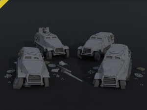 Cartoon Dieselpunk armored cars Polygonal Style 3D Модель