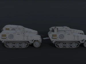 Carros blindados Dieselpunk de desenho animado estilo poligonal Modelo 3D