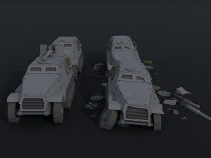 Cartoon Dieselpunk armored cars Polygonal Style 3D Model