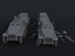 Carros blindados Dieselpunk de desenho animado estilo poligonal Modelo 3D