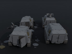 Cartoon Dieselpunk armored cars Polygonal Style 3D Model