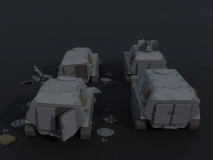 Carros blindados Dieselpunk de desenho animado estilo poligonal Modelo 3D