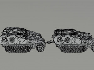 Cartoon Dieselpunk armored cars Polygonal Style 3D Model