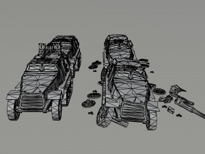 Cartoon Dieselpunk armored cars Polygonal Style 3D Model