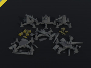 Cartoon Diselpunk artillery Polygonal Style Modelo 3D