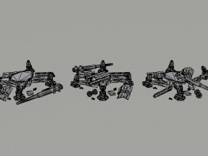 Cartoon Diselpunk artillery Polygonal Style 3D-Modell