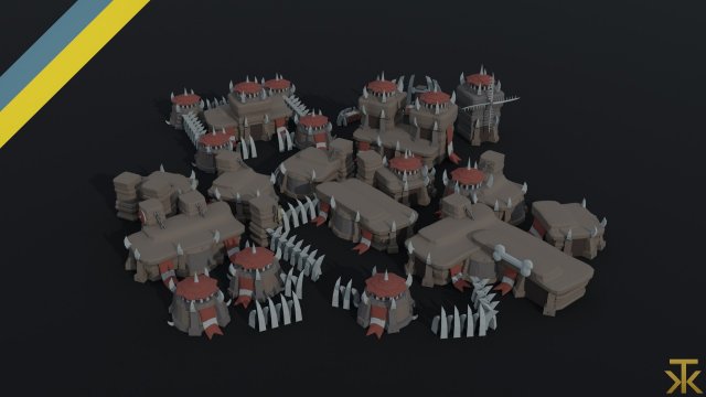 Cartoon orcs city asset Polygonal Style 3D 모델 .c4d .max .obj .3ds .fbx .stl .blend 