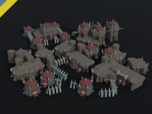 Cartoon orcs city asset Polygonal Style 3D Model