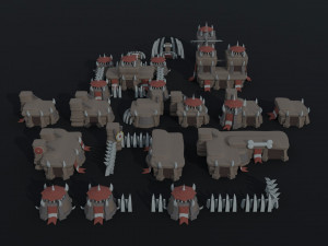 Cartoon orcs city asset Polygonal Style 3D 모델