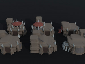 Cartoon orcs city asset Polygonal Style 3D 모델