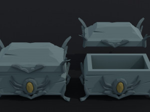 Cartoon fantasy chests 2 Polygonal Style 3D Model