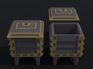 Cartoon fantasy chests 2 Polygonal Style 3D Model