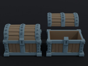 Cartoon fantasy chests 2 Polygonal Style 3D Model
