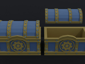 Cartoon fantasy chests 2 Polygonal Style 3D Model