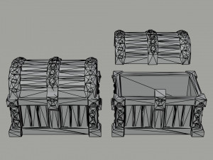 Cartoon fantasy chests 2 Polygonal Style 3D Model