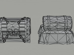 Cartoon fantasy chests 2 Polygonal Style 3D Model