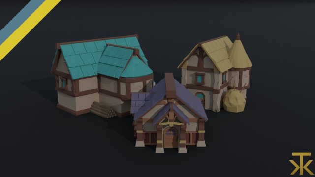 Cartoon fantasy houses Polygonal Style 3D 모델 .c4d .max .obj .3ds .fbx .stl .blend