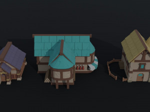 Cartoon fantasy houses Polygonal Style 3D 모델