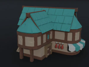 Cartoon fantasy houses Polygonal Style 3D Model