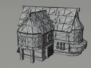 Cartoon fantasy houses Polygonal Style 3D Model