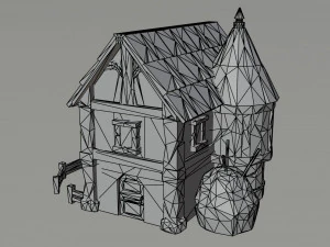 Cartoon fantasy houses Polygonal Style 3D Model