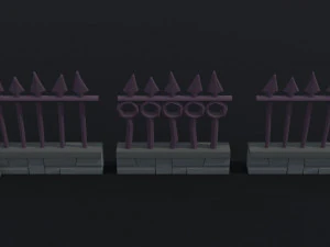 Cartoon fantasy cemetery fence kit Polygonal Style 3D Model