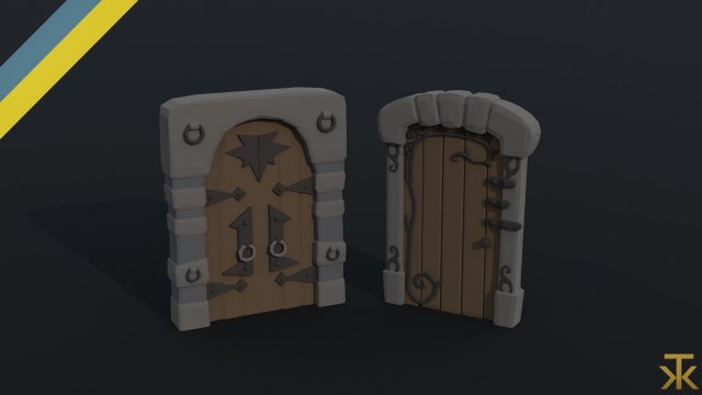 Cartoon dungeon door Polygonal Style Model 3D .c4d .max .obj .3ds .fbx .stl .blend 