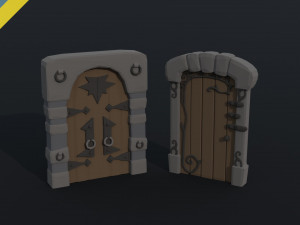 Cartoon dungeon door Polygonal Style Model 3D