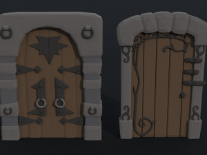 Cartoon dungeon door Polygonal Style Model 3D