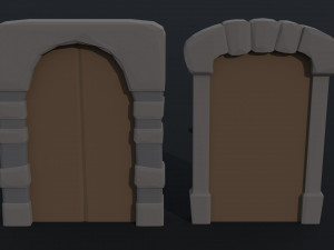 Cartoon dungeon door Polygonal Style Model 3D
