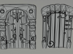 Cartoon dungeon door Polygonal Style Model 3D