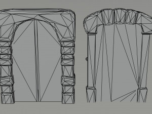 Cartoon dungeon door Polygonal Style Model 3D