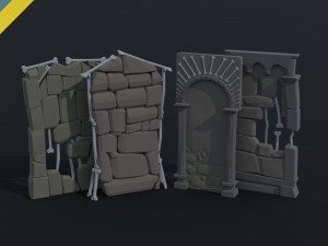 Cartoon fantasy dungeon decorative wall Polygonal Style Modelo 3D
