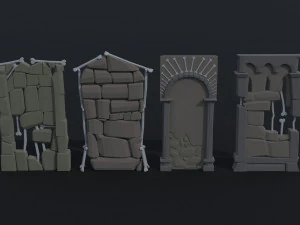Cartoon fantasy dungeon decorative wall Polygonal Style 3D Model