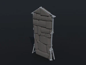 Cartoon fantasy dungeon decorative wall Polygonal Style 3D Model