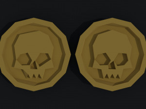 Cartoon skull coin Polygonal Style 3D Model