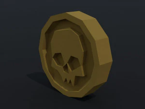 만화 해골 동전 다각형 스타일 3D 모델