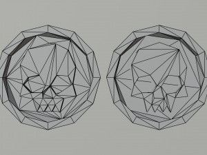 Cartoon skull coin Polygonal Style 3D Model